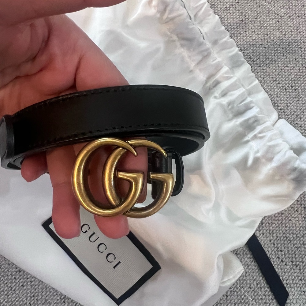Gucci Black Belt with Gold GG Logo